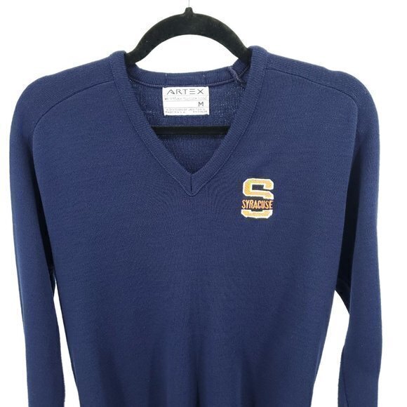 VTG 1960s/1970s Jostens Artex Syracuse University Embroidered V-Neck Sweater M - Picture 4 of 16